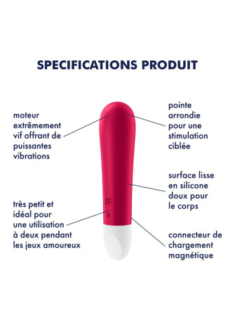 Vibromasseur rouge USB Ultra Power Bullet 1 Satisfyer - CC597731
